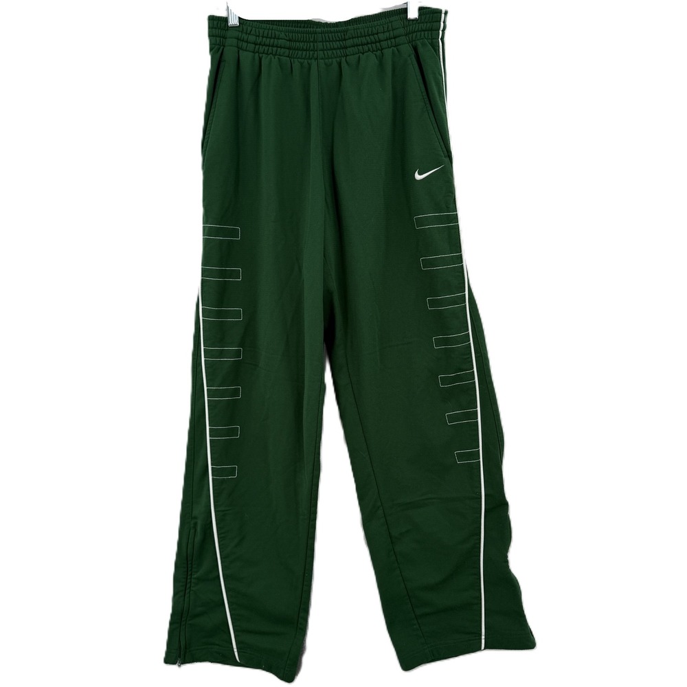 Y2K Nike Track Pants Mens Large Green UNC Charlotte 49ers Ankle Zip White Swoosh